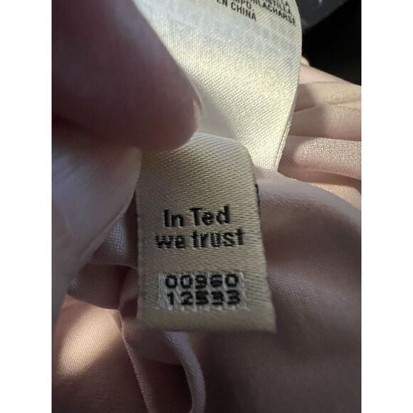 Ted Baker Womens XS V-Neck Back Zip Top Light Pink Lined Bell Sleeve Stretch - Picture 7 of 8